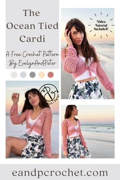 the ocean tied cardi is an easy crochet pattern for women's sweaters