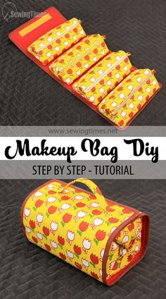 the make up bag diy step by step instructions for making an easy sewing project