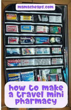 a travel mini pharmacy case is shown with the words how to make a travel mini pharmacy