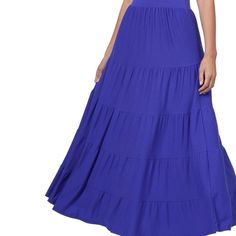 My Favorite Closet Staple Are Tiered Maxi Skirts. You Can Dress Them Up Or Down Can Be Worn With Sandals Or Boots Looks Great With A T Or Tank I Purchased Several Of These Size S 35” Long Blue Tiered Bottoms For Vacation, Blue Tiered Skirt With Lining, Blue Lined Tiered Skirt, Blue Tiered Skirt For Summer, Blue Tiered Lined Skirt, Blue Tiered Gathered Skirt, Blue Full Skirt Bottoms For Beach, Blue Full Skirt For Beach, Western Coastal