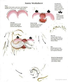 an illustrated drawing of santa's face with different facial expressions and haircuts