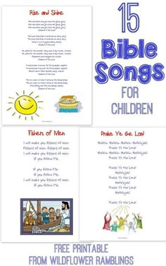 the front and back covers of bible songs for children