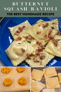 the best homemade ravioli recipe with butternut squash ravioli and bacon on top