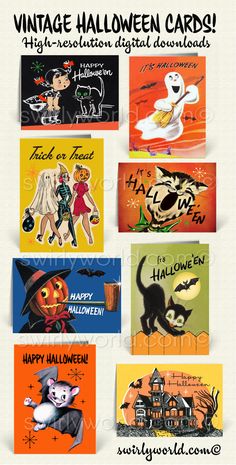 vintage halloween cards from the 1950's and 1960s's