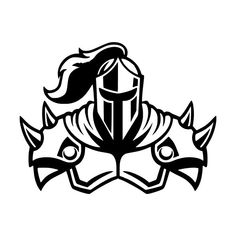 a black and white image of a shield with swords