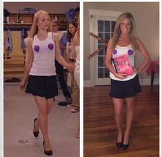 two women in skirts and tank tops, one is holding a book