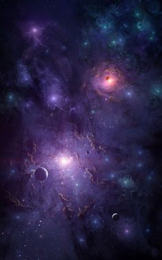 an image of a space scene with stars and planets