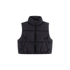 Experience ultimate warmth and style with our Black Cropped Puffer Vest! Made with high-quality materials, this vest provides ample insulation without compromising on style. Perfect for any winter adventure, its cropped design adds a trendy touch to any outfit. Stay warm and fashionable all season long! Brand: HYFVE Self: 75% Polyester/25% Nylon Filler: 100% Polyester Lining: 100% Polyester Hand Wash Cold/Dry Flat Trendy Solid Vest For Cold Weather, Trendy Solid Color Cold Weather Vest, Trendy Sleeveless Vest For Cold Weather, Trendy Black Puffer Vest, Versatile Sleeveless Vest For Winter, Fitted Puffer Vest For Cold Weather, Urban Black Vest For Fall, Fitted Winter Vest For Outdoor Activities, Black Sleeveless Vest With Padded Collar