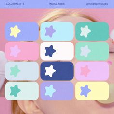 an image of a baby with stars on it's face and the words color pallets