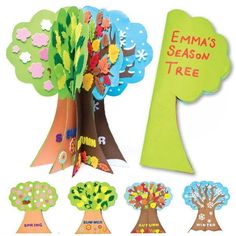 an origami tree with five different trees and the words emma's season tree