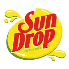 the sun drop logo is shown in red and yellow