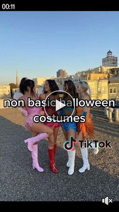 three girls standing next to each other with the caption non basic halloween costumes