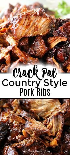 crock pot country style pork ribs on a plate