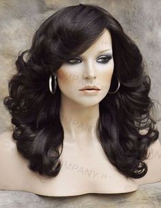 Farrah Fawcett Style, Open Curls, Full Lace Front Wigs, Full Bangs, Style Wig, Big Curls, Farrah Fawcett, Brown Wig, Soft Curls