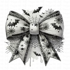 a bow with bats and spider webs on it