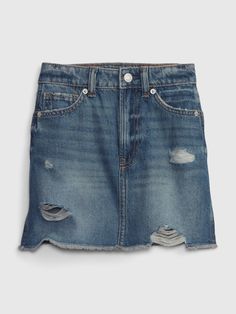 This denim is made with 5% recycled cotton.  Less waste in the world.  More great denim for you.  Authentic, no stretch denim skirt.  Button closure at waist High Rise Denim Skirt, Dead Bride, Weird Style, Future Wardrobe, Skirt Medium, Denim Skirts, Toddler Christmas, Pinterest Closet, Gap Kids