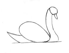 a black and white drawing of a swan