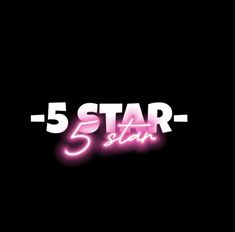 the 5 star logo is shown in pink and white on a black background with neon lights