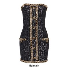 Balmain Collection, Autumn Winter 2023, Olivier Rousteing, Barbie Gowns, Oscar Dresses, Sequin Embroidery, Pierre Balmain, Bustier Dress