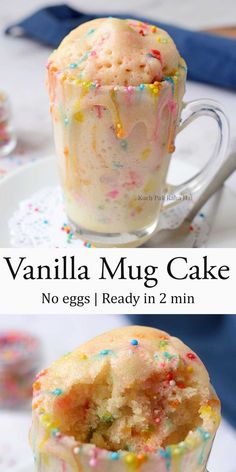 vanilla mug cake with sprinkles and no eggs ready in 2 minutes