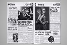 the front and back pages of a magazine with photos of women in black dresses on it