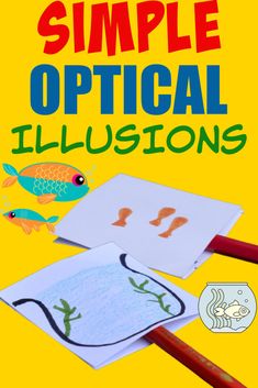 the cover of simple optical illusiones for children with fish and sea creatures on them