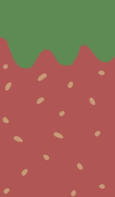 a red and green background with some brown dots on the bottom right side of the image