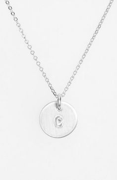 Nashelle Sterling Silver Initial Mini Disc Necklace available at #Nordstrom Chunky Silver Necklace, Mini Jewelry, Tiffany Diamond, Sterling Silver Initial, Necklace For Girlfriend, Delicate Chain, Disc Necklace, Initial Necklace, Cute Jewelry