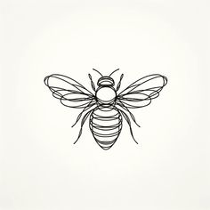 Bee in Monochrome Canvas One Line Bee Drawing, Bee Illustration Graphic Design, Line Art Bee, Bee Line Drawing, Bee Line Art, Bee Tattoo Design, Bee Doodle, Nature Line Art, Tattoo Bee