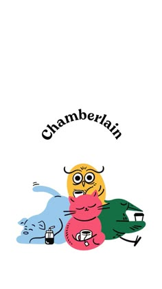 an image of a cartoon character with the word'chamberlian'on it