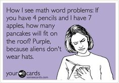 a woman with her eyes closed and texting how i see math word problems if you have 4 pencils and i have 7 apples, how many pancakes will it on the roof?