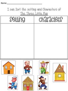 the three little pigs worksheet with pictures and words to help students learn how to read