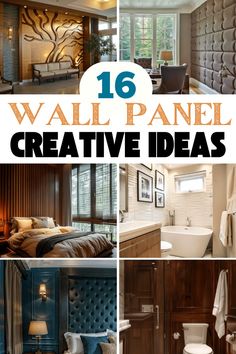 a collage of photos with the words 16 wall panel creative ideas in different styles