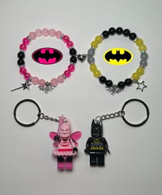 Batman + Batfairy bracelets and keychains!!! 🦇💕🧚‍♀️what do you guys think? Should we release?? • • • • • • • • • #batman #batgirl #reels #reelsinstagram #reelsofinstagram #braceletsoftheday #bracelets #pulseiras #matchingbracelets #couplebracelets #beadedbracelets #braceletsofinstagram #makingbracelets #jewelrygram #explorepage #explorepage++ #fyp #batman🦇 #viral #legokeychain #lego #legobatman #batmanlego #dccomics #batfairy #fairy Batman Bracelet, Batman Batgirl, Matching Couple Bracelets, Cute Friendship Bracelets, Homemade Bracelets