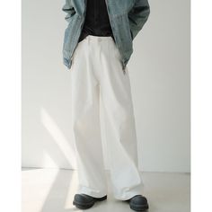 M-255-10 Street Fashion Style, Korean Street, Korean Street Fashion, White Outfits, Baggy Jeans, Asian Men, Street Fashion, Wide Leg Jeans