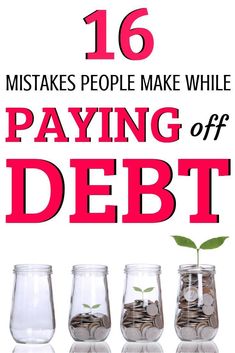 five glass jars filled with money and the words 16 ways to make while paying off debt