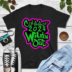 Hey y'all, and welcome to Dixie Mae Creations! We offer a variety of custom-made tees to fit every occasion and style! From Graphic Tees, to Western Fashion, and Holiday Collections, we have it ALL!  Product Info: Class of 2024 Wildin Out, Senior Year, 2024 Senior, Graduation Shirt, Grad Shirt, Graduation Party, High School Senior Shirt All shirts are soft and high-quality fabric, and the prints are a commercial-grade design. They are unisex sizing and fit true to size. Please size up for a loos Class Of 2024 Shirts, Grad Shirts, Senior Shirts, Graduation Shirts, Senior Year, High School Seniors, Holiday Collection, Senior Pictures, Graduation Party