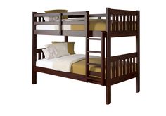 the bunk bed is made up with two sets of mattresses on top of it