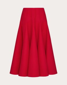 Crepe Couture Midi skirt - Concealed rear zip closure - Crepe Couture (65% Virgin Wool, 35% Silk) - Habotai lining - Length: 87 cm / 34.2 in. from the waist in an Italian size 40 - The model is 176 cm / 5'9" tall and wears an Italian size 40 - Made in Italy The look of the model is completed by a Valentino Garavani Ohval Bag and Valentino Garavani The Bold Edition Shoes. Red Formal Flowy Skirt, Formal Red Flowy Skirt, Red Flowy Skirt For Formal Occasions, Elegant Red Asymmetrical Skirt, Formal Full Skirt In Red, Formal Red Full Skirt, Red Flowy Formal Skirt, Elegant Red Dress With Asymmetrical Skirt, Elegant Red Full Skirt