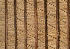 the bamboo wall is lined with different patterns