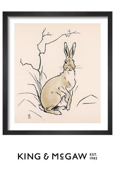 a drawing of a rabbit sitting next to a tree with the words king and mcgaw