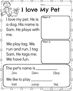 i love my pet worksheet for kids to practice reading and writing the words