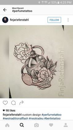 a drawing of a teapot with flowers on it's side and the words, i