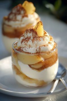 two desserts are sitting on a white plate