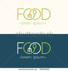 food logo design with fork and spoons on the white and green background, suitable to use