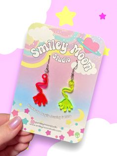 Thank you for shopping small at Smiley Moon! All items are handmade in-house by me. :')  Read below for some more info- I appreciate you!! All earring findings are stainless steel. Each earring is laser cut and hand-painted with love in small batches or are made-to-order, so please allow for slight variations. THANK YOU FOR SHOPPING SMALL! ❤  Acrylic may have slight imperfections due to the nature of the laser and material used. Color variations may differ based on the settings and viewing abilities of your device. If the design has a printed pattern, pattern may vary slightly.  Please visit the FAQ page on my website, smileymoonstudio.com for important information regarding taking care of your jewelry, shipping, etc. Please reach out if you have any questions! I will answer ASAP :) I appr Glowforge Acrylic Earrings, Acrylic Earrings Laser Cut, Silly Earrings, Shrinky Dink Earrings, Crazy Earrings, 3d Pokemon, Laser Cut Earrings Acrylics, Hand Earrings, Nostalgic Toys