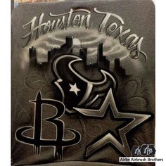 the houston texas baseball team is depicted on a black background with silver lettering and stars