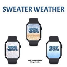 "Get ready for winter and the cold season with this Sweater Weather Apple Watch Face. This design comes with three adorable background styles of white glittery snow, blue sparkle to gold glitter design, and blue white wash all with the words of sweater weather done in a dark blue outline, plaid and sequins displayed on all. Grab this to level up your watch this season. ** DETAILS ** DIGITAL DOWNLOAD - * No Physical items are shipped! 1 ZIP file containing 3 Watch Wallpapers Apple Watch is Not Included ** HOW IT WORKS ** 1. Purchase this listing 2. After payment is confirmed, download your files directly from Etsy A link will be sent to your email or you can download it here: [https://www.etsy.com/ca/your/purchases](https://www.etsy.com/ca/your/purchases) I recommend using Safari/Chrome bro Sweater Weather Wallpaper, Weather Wallpaper, Winter Watch, White Gold Watch, Watch Wallpapers, Apple Watch Face, Blue Sparkle, Glitter Design, Watch Wallpaper