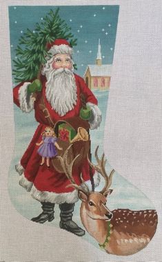 HANDPAINTED NEEDLEPOINT CANVAS LABORS OF LOVE CHRISTMAS STOCKING OLD WORLD SANTA!!Here it is!! Brand New!!PRODUCT DETAILS:13 mesh canvasWith room at the top to add that special someone's name!The size is 12.75 x 21 inchesLet us know if you would like to add the fibers (additional charge)Full color design is easy to see while you stitch!SHIPMENT DETAILS:We ship FAST within ONE BUSINESS DAY (and often the SAME business day!)We always provide a FREE TRACKING NUMBER with every orderVisit our CL Gift Santa Paintings, Old World Santa, Cross Stitch Christmas Stockings, Needlepoint Stockings, Tapestry Kits, Santa Stocking, Needlepoint Stitches, Family Keepsakes, Needlepoint Patterns