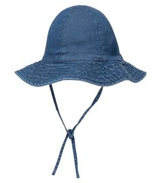 Mini Rodini - Strawberry denim bucket hat | Mytheresa Adjustable Fit Cotton Brimmed Bucket Hat, Adjustable Cotton Bucket Hat For Summer, Adjustable Cotton Sun Hat, Adjustable Cotton Summer Hat, Summer Adjustable Medium Wash Bucket Hat, Summer Denim Sun Hat With Curved Brim, Summer Denim Bucket Hat In Medium Wash, Summer Denim Blue Hats, Denim Sun Hat With Curved Brim For Summer